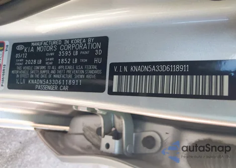 2013 Kia Rio Ex from USA, damaged, VIN KNADN5A33D6118911
